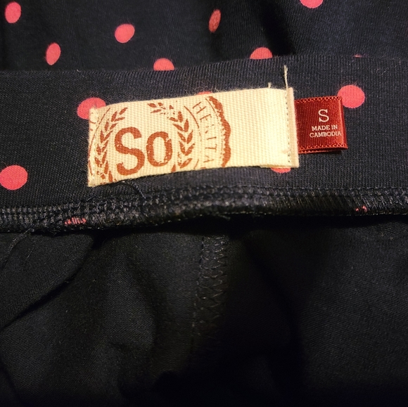 So Navy Mini Skirt with Pink Polka Dots Size Small - Picture 2 of 2